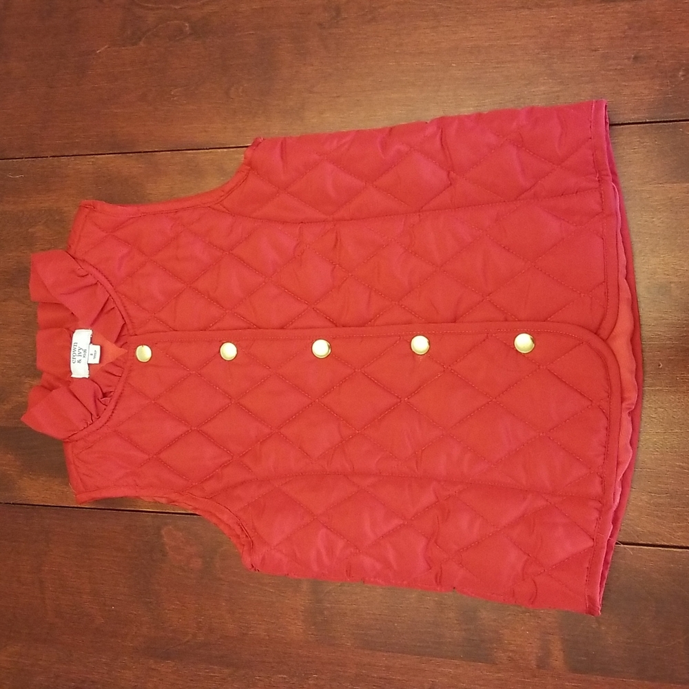 Crown & Ivy Kids Quilted Vest. Size Small. Beautiful Red color with Gold Buttons